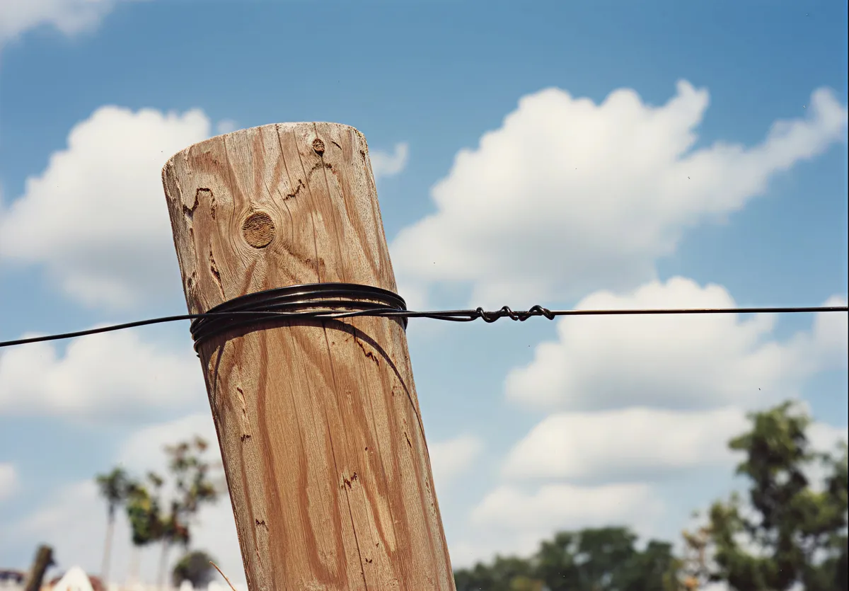 Cable AGROPET anudado a un poste de madera, resistente a la intemperie
