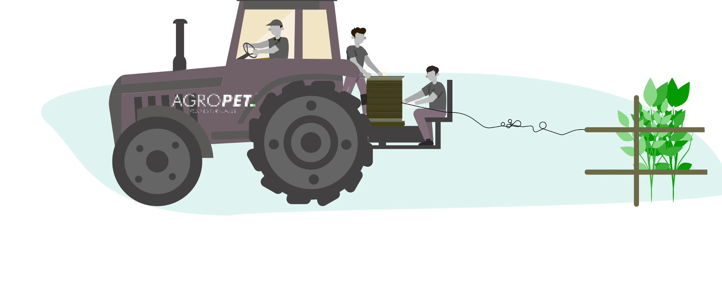 Diagrama: desenrollar las bobinas con un portapalés de tractor